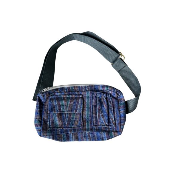 Boho Striped Corduroy Fanny Pack Crossbody Waist Belt Bag Adjustable Strap - Picture 2 of 7